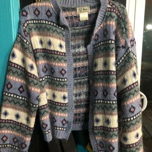 L.L. Bean Blue Cardigan Sweater (wool)